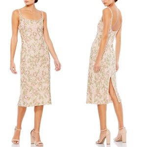 Mac Duggal NEW SLEEVELESS HAND BEADED FLORAL MIDI DRESS Size 8